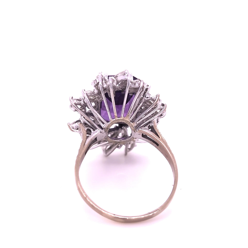 Vintage Amethyst and 18ct Yellow and White Gold Diamond Ring