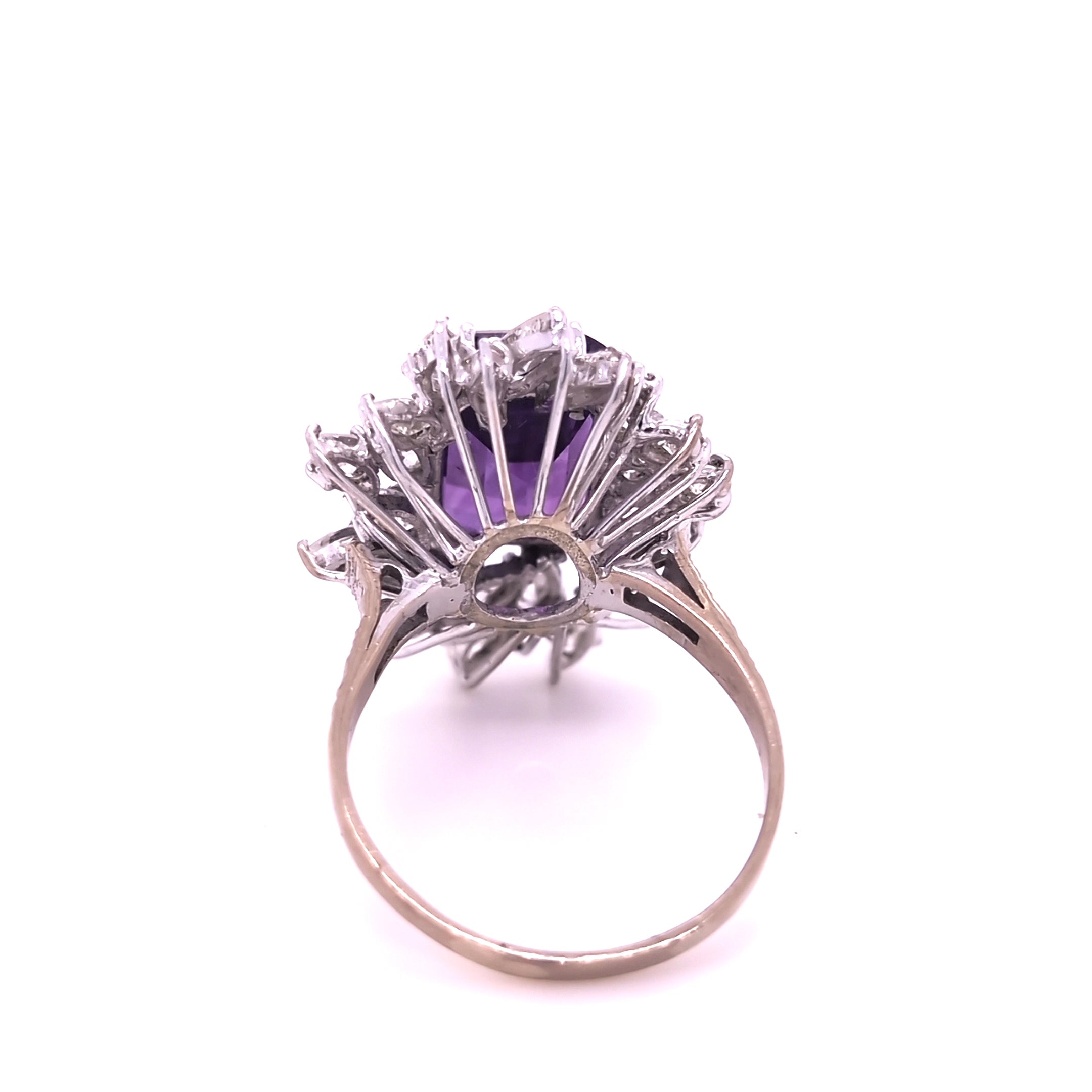 Vintage Amethyst and 18ct Yellow and White Gold Diamond Ring