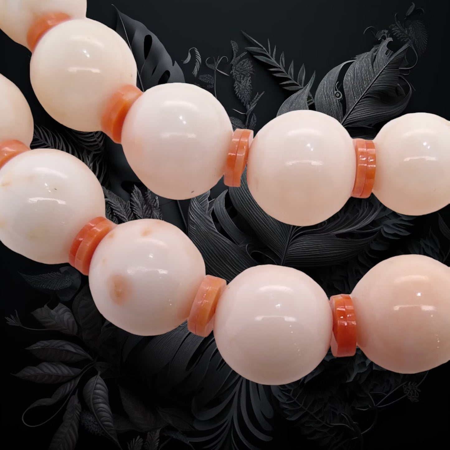 Art Deco Natural Peaches & Cream Coral Necklace