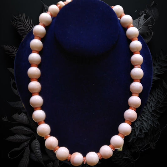 Art Deco Natural Peaches & Cream Coral Necklace