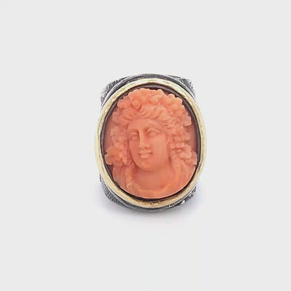Michael Allen Bolton Coral Cameo Ring