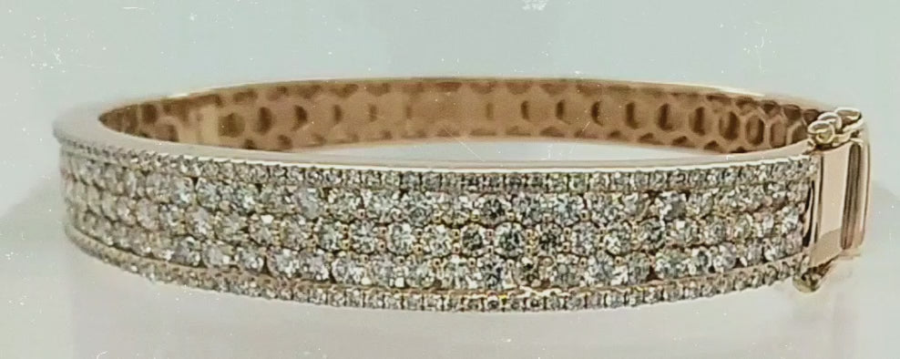 14ct Rose Gold & Multi Brilliant Cut Diamond Bangle
