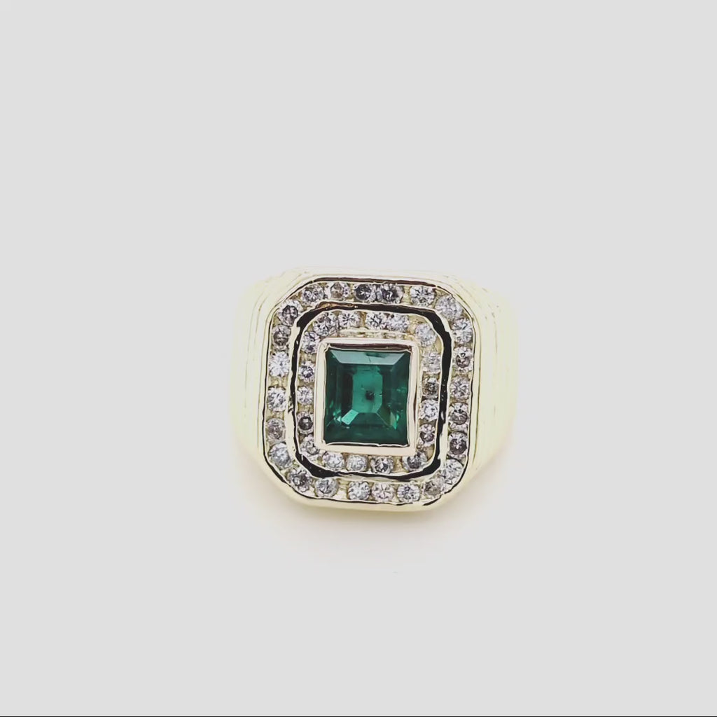 Vintage 1970's Emerald and Diamond Ring