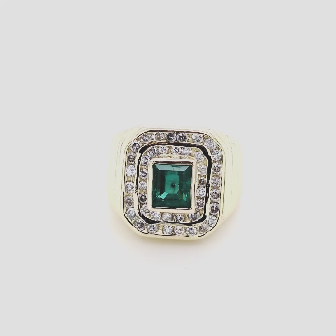 Vintage 1970's Emerald and Diamond Ring
