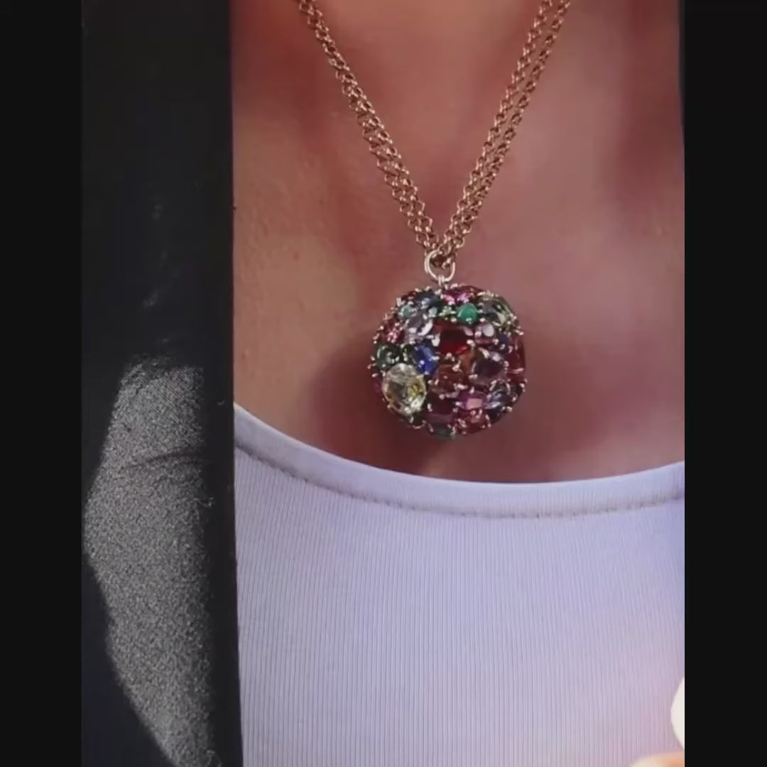 Vintage 1960s Summer Orb Multi Gem Ball Pendant